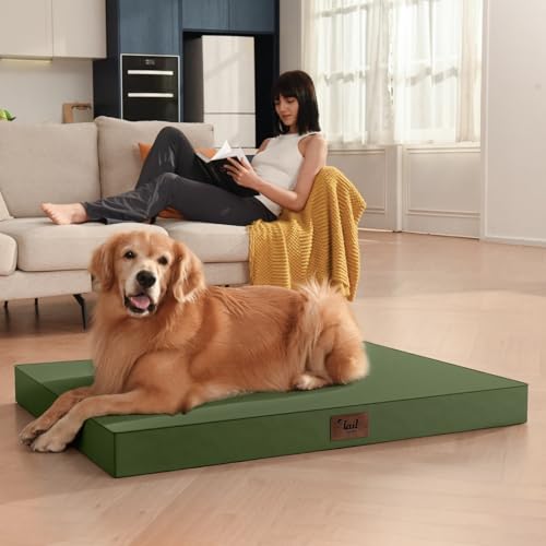 Image of Tail Stories Large Waterproof Orthopedic Dog Bed with Egg Crate Foam | Fits 42x28 Crates, TPU Waterproof Layer, 1680D Washable Oxford Cover, Portable Handle, Indoor & Outdoor Use, Up to 80 lbs