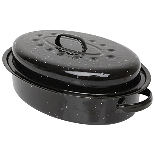 Bandeja para asar autoestable Homiu Enamel Bandeja para horno de 36cm de esmalte vítreo Horno para asar lata con tapa