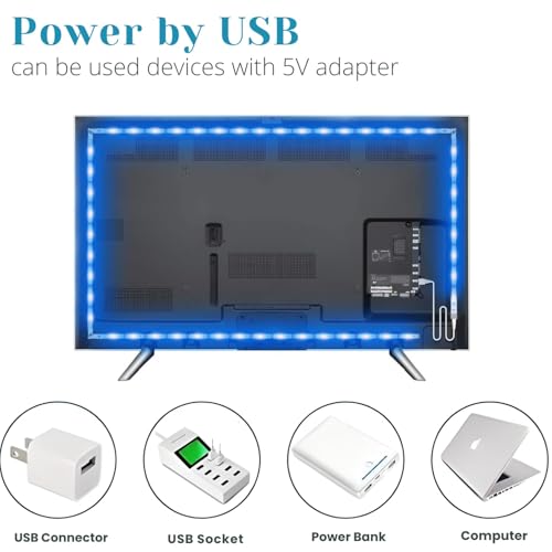 Image of One94Store RGB LED Strip Light - USB Powered 5V Flexible Color Changing Light Strip with Mini Controller for TV Backlight, Gaming Setup, PC, Desk (1 Meter for Tv'S Upto 28 inch inch) 1 Meter