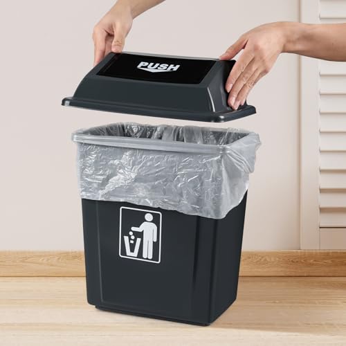 Caneca de basura de plástico gris con tapa basculante 8 galones pack 4 miniatura 6
