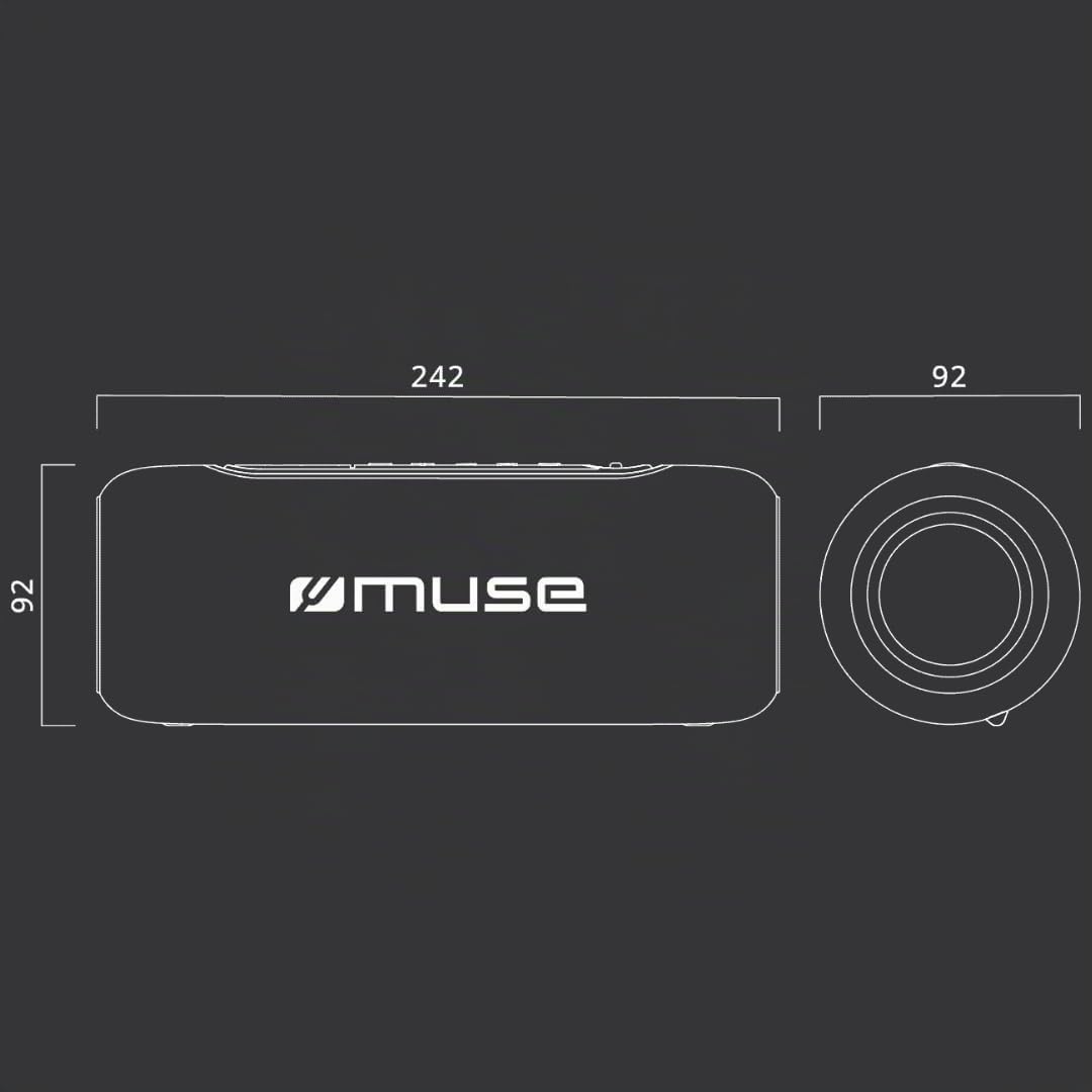 Muse M-70BTB. Haut-Parleur Bluetooth avec lumières de Couleur, Prend en Charge Les sapilchures d'eau. Puissance de Sortie 20 W