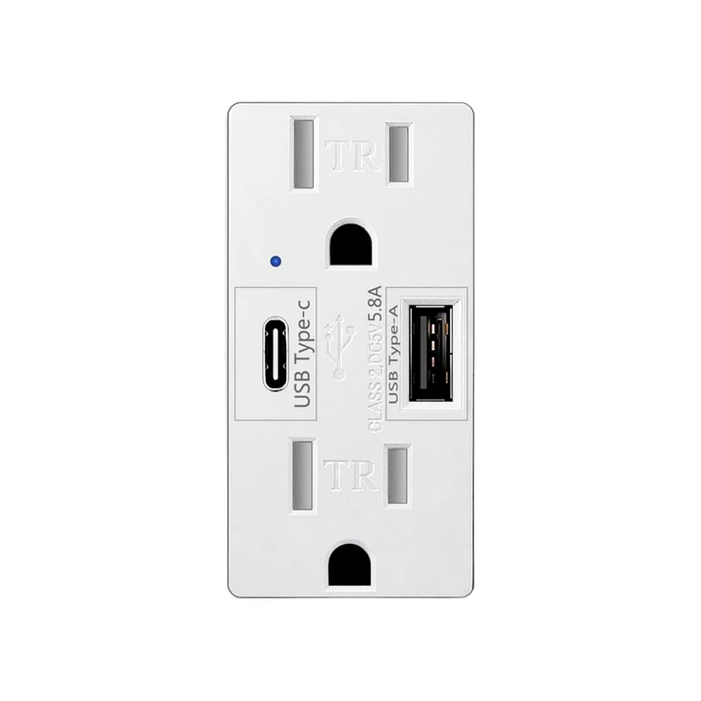 2PK 4 2 5 8A 110V Puerto USB dual tipo C enchufe de pared con indicador