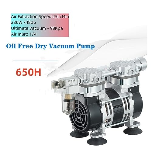 Bomba de vacío sin aceite, pequeña industrial para extracción de aire, sala de pruebas, succión y filtración silenciosa con presión negativa para servicio de aire acondicionado (650H-45L-98Kpa) miniatura 2