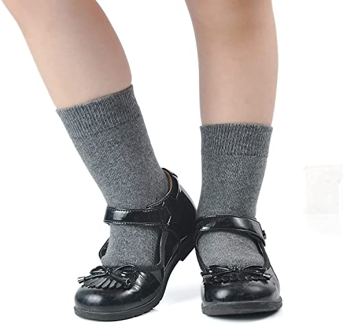 Thread Linens Lot de 3 paires de chaussettes pour fille en coton majoritaire uni, gris, 8 ans Cover