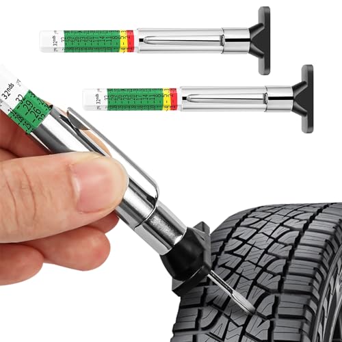 Yourkar 2 PCS Car Tire Tread Depth Gauge, Tire Depth Gauge with Six-Sided Smart Color Coded, Tire Tread Depth Measurement Tool for Most Auto Truck SUV, Universal Car Accessories