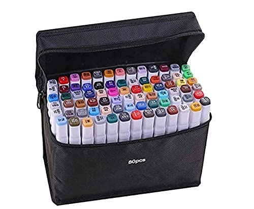 Amazon | 80色のアルコールマーカー、子供用の永久絵具、大人用の