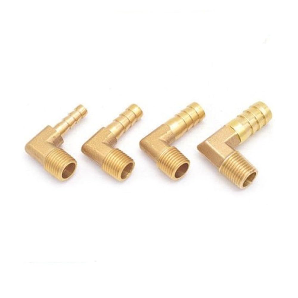 Conector de acoplamiento con púas de latón para manguera de 6 mm, 8 mm, 10 mm, 12 mm y 16 mm a rosca macho BSP de 1/4", 1/8", 1/2" y 3/8".