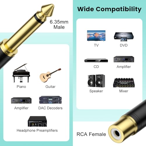 Adaptateur RCA vers 1/4 résout les problèmes de câble de table de mixage - 4