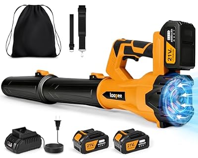 Leaf Blower Cordless,Electric Leaf Blower with 2 4.0Ah Battery Powered and Fast Charger, Cordless Blowers for Lawn Care and Car Dust Snow Blower,6 Speed Control,Orange
