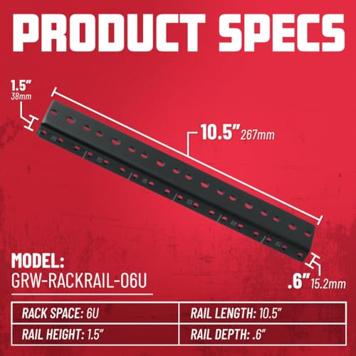 Gator Rackworks GRW-RACKRAIL-06U, Robustes Stahlgestell, Größe 6U