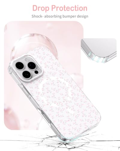Coque iPhone 16 Pro antichoc fine transparente avec fleurs roses - 3