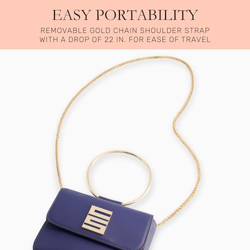 Image of Christian Siriano New York Women's Crossbody Bag Purse, Mini Flap Shoulder Handbag with Ring Handle and Chain Strap