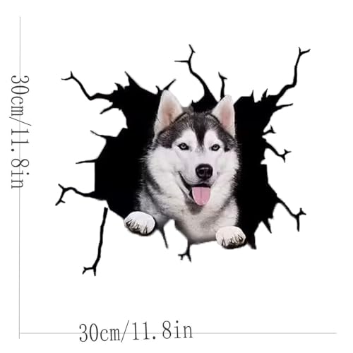 Image of Funny Husky Car Sticker, 3D Vinyl Waterproof Dog Auto Decals11.8x11.8in, for Wall Laptop Car Window Truck Bumper Refrigerator Stickers