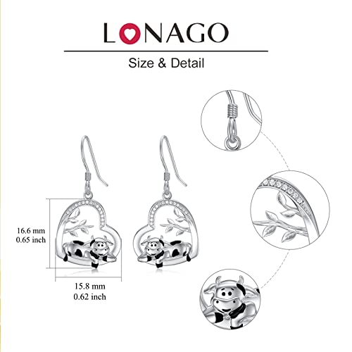 LONAGO Animal Earrings 925 Sterling Silver Cute Tiger Lion Cow Ladybug Monkey Dangle Earrings for Women4