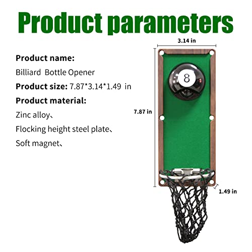 Coii youtex Magnetische biljartbierflesopeners wandmontage met kapverzamelaar, koelkastmagneet bar accessoires voor thuis pub koel zwembad geschenken voor mannen zwembad en bierliefhebbers - Image 3