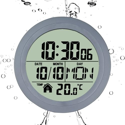 Reloj de ducha digital: taza de succión sin perforación, reloj de baño | Temporizador de ducha impermeable, Decoración de la sala de exhibición LCD Accesorios para la sala de estar de la piscina del d