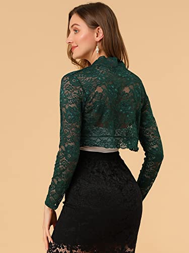Image of Allegra K Women's Elegant Crop Cardigan Sheer Floral Lace Bolero Shrug Top
