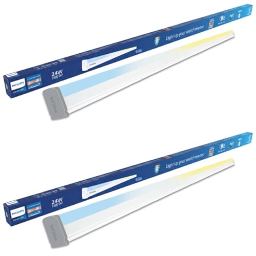 Image of Philips Smart Wi-Fi 24W LED Batten NXT | Tunable White 2700K-6500K | 2400 Lumens | WiZ App & Voice Control (Alexa, Google) | Energy Efficient | Pack of 2