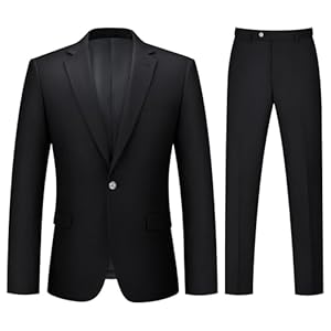 Mens Suit 2 Piece Suits for Men One Button Slim Fit Solid Jacket & Pants Tuxedo Set Business Wedding Party