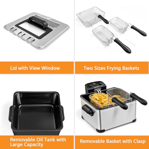 image for COSTWAY 5 Liter Deep Fryer with Basket, 1700W Electric Oil Fryer with 