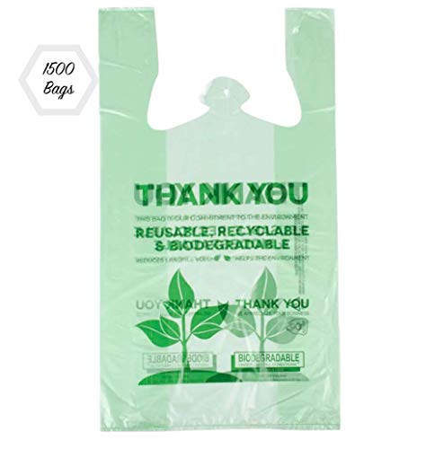 Plastic T- Shirt Thank You Grocery Shopping Bags Biodegradable Reusable Recyclable 1500 ct