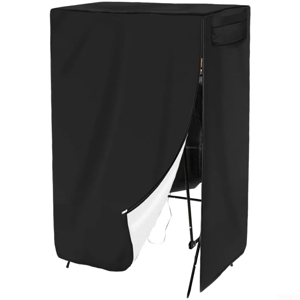 Zoegneer Cubierta de tela Oxford impermeable a prueba de polvo con cierre de apertura de cordón y material transpirable para juegos de baloncesto arcade negro 129,5 x 63,5 x 216 cm (PVC negro 600D)