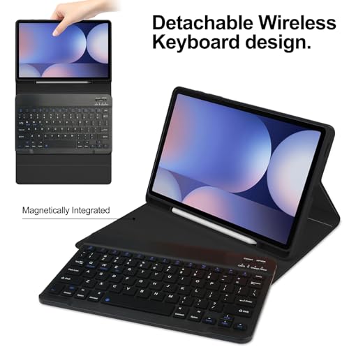 Image of Keyboard Case for Samsung Galaxy Tab S10 Ultra /S9 Ultra /S8 Ultra 14.6inch, Magentic Protective Cover with S-Pen Holder, Detachable Wireless Bluetooth Keyboard, Black