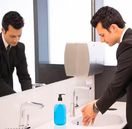 Image of Round Pump Bottle Soap Dispenser | Refillable Transparent Plastic Lotion Bottle | Empty Liquid Container for Soap, Shampoo, Lotion & Essential Oils (500 ML, Pack of 4)