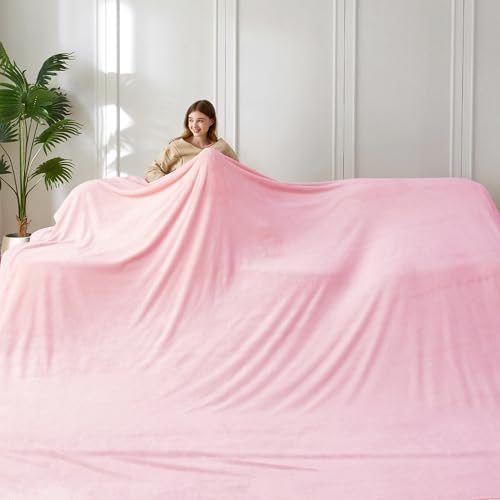 COOVA Oversized King Fleece Blanket 120x120 inches, Soft Cozy Warm Giant Extra Large 10'x10' Blanket for Bed, Sofa, Couch,Travel, Camping, California Huge Flannel Big Throw Blanket, Pink