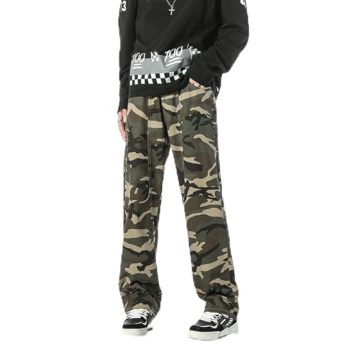 Jeans Pants Trouser Denim Spring and Autumn Men's Designer Style Splicing Camo Classic Workwear