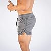 Superora Mens Running Gym 2 in 1 Sport Shorts Breathable Outdoor Workout Training Shorts with Pockets, Gray, L #1