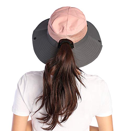 Vicsport Women Sun Hat Wide Brim Bucket Mesh Boonie Cap Outdoor Fishing Hats Uv Protection Pink #TOP1