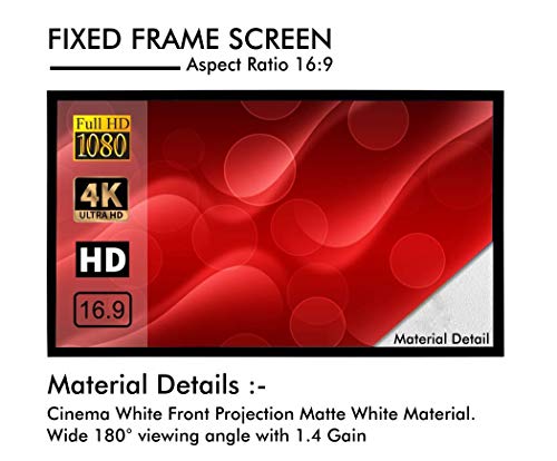 Image of BIG VUE 135 Inches Fixed Frame Projector Screen 16:9 Diagonal Active 3D 4K Ultra Hd Projector Screen for Classroom, Office & Home Theater (135 Inch, White)