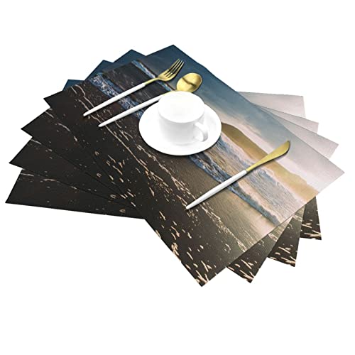 Set de table résistant à la chaleur paysage marin lot de 4 napperons