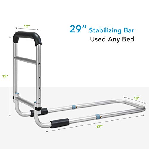OasisSpace Bed Rail - Bedside Fall Prevention Grab Bar Mobility Aid for Elderly Seniors, Handicap - Adjustable Adult Bed Rail Cane fits King, Queen, Full, Twin - Stability Standing Bar Handle 2 OasisSpace Bed Rail - Bedside Fall Prevention Grab Bar Mobility Aid for Elderly Seniors, Handicap - Adjustable Adult Bed Rail Cane fits King, Queen, Full, Twin - Stability Standing Bar Handle - Image 3