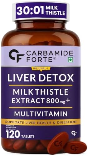 Carbamide Forte Liver Detox Supplement with Milk Thistle | 800mg Milk Thistle Extract (30:1) | Liver Detox Tablets with Added Multivitamins & Amino Acids โ 120 Veg Tablets