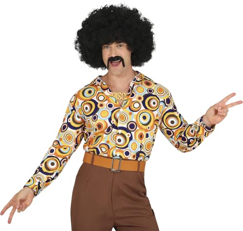 FIESTAS GUIRCA | Camicia 70s Multicolore (52-54/L) - Abbigliamento per Costume da Uomo Adulto - Ideale per Feste a Tema Anni '70, Carnevale e Halloween - Stile Retro e Vintage - Multicolore