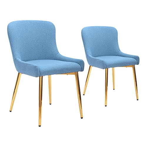 Canglong Mid Century Modern Leisure Upholstered Metal Legs For Kitchen Living Room Dining Chair,Set Of 2, Blue #TOP3