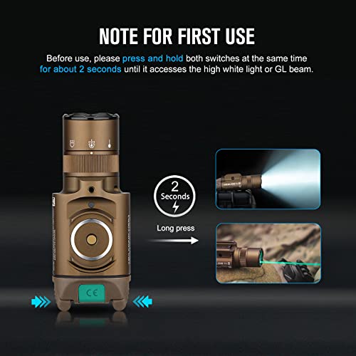 OLIGHT Baldr Pro R 1350 Lumens Magnetic USB Rechargeable Tactical Flashlight with Green Beam and White LED Combo, Rail Mount Weaponlight Compatible with 1913 or GL Rail, Built-in Battery