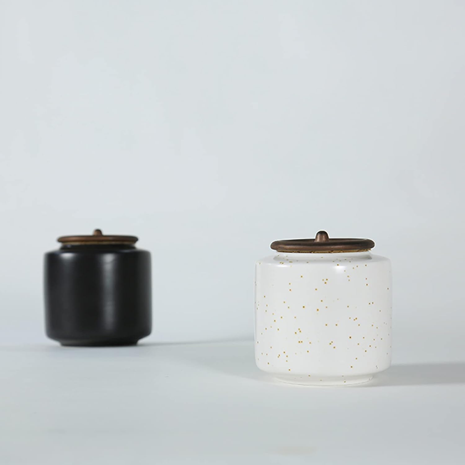 Tea Tin Matte Ceramic Tea Storage Containers Kitchen Food Jar, Coffee Canister with Lid, Cookie Candy Loose for and Home，700ML Container(Black)