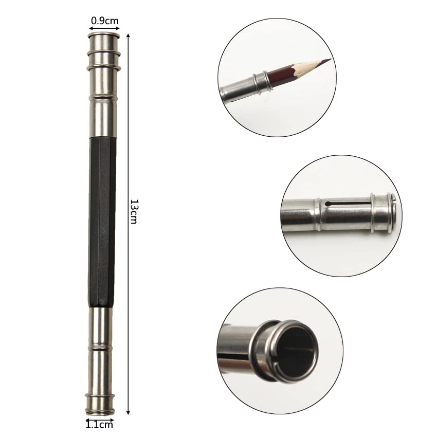 Image of KRAFTMASTERS� 2 Pcs Adjustable Dual Head Pencil Extender Holder Sketch School Office Art Write Tool