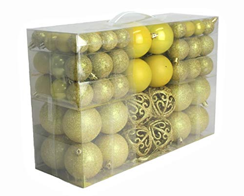 Geschenkestadl 100 teilig Weihnachtskugel Christbaumschmuck bis Ø 6 cm Gelb
