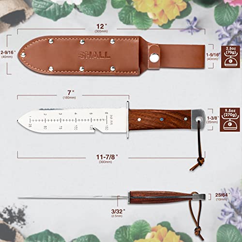 SHALL Hori Hori, Japanese Garden Knife, Soil Knife with Leather Sheath, Rosewood Handle & Hide Rope, 7” Stainless Steel Blade, Rope Cutting Edge, for Digging, Weeding, Planting, Full-Tang by SHALL - Used condition - Image 6