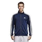 adidas Men's Essentials 3-Stripe Tricot Track Jacket, Collegiate Navy/White, Large