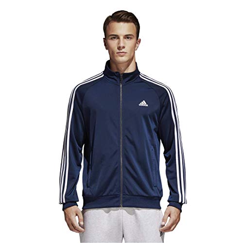 adidas Men's Essentials 3-Stripe Tricot Track Jacket, Collegiate Navy/White, Large