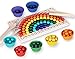Kidmigo Montessori Spielzeug, Rainbow Bead Game, Holz Clip Beads Brettspiel, Puzzle Board, Kinder Hände Augen Gehirn Training, Montessori Spielzeug Ab 3 Jahr, Vorschule Geschenk für 3 4 5 6 Jahre
