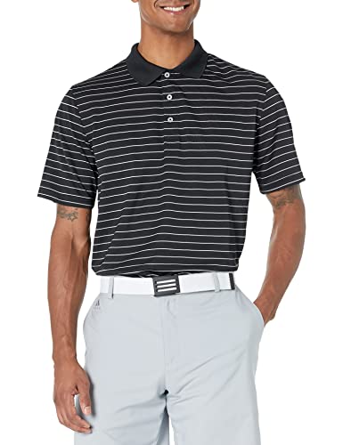 Amazon Essentials Men's Regular-Fit Quick-Dry Golf Polo Shirt - Discontinued Colors, Black Stripe, Large