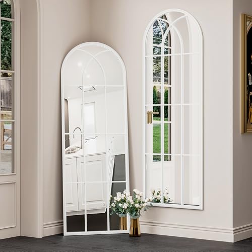 Image of OGCAU Arched Full Length Mirror, 65 inchx22 inch Floor Full Body Mirror, White