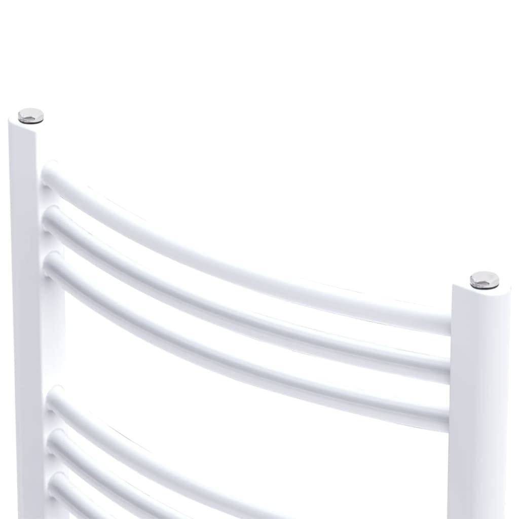 Radiador de baño, toallero curvado, 480 x 480 mm, acero blanco, 215 W, potencia de calefacción, montaje en pared, calefacción central, baño, secado térmico