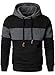 Qichic Mens Casual Pullover Hoodies Long Sleeve Hooded Sweatshirts Black XL